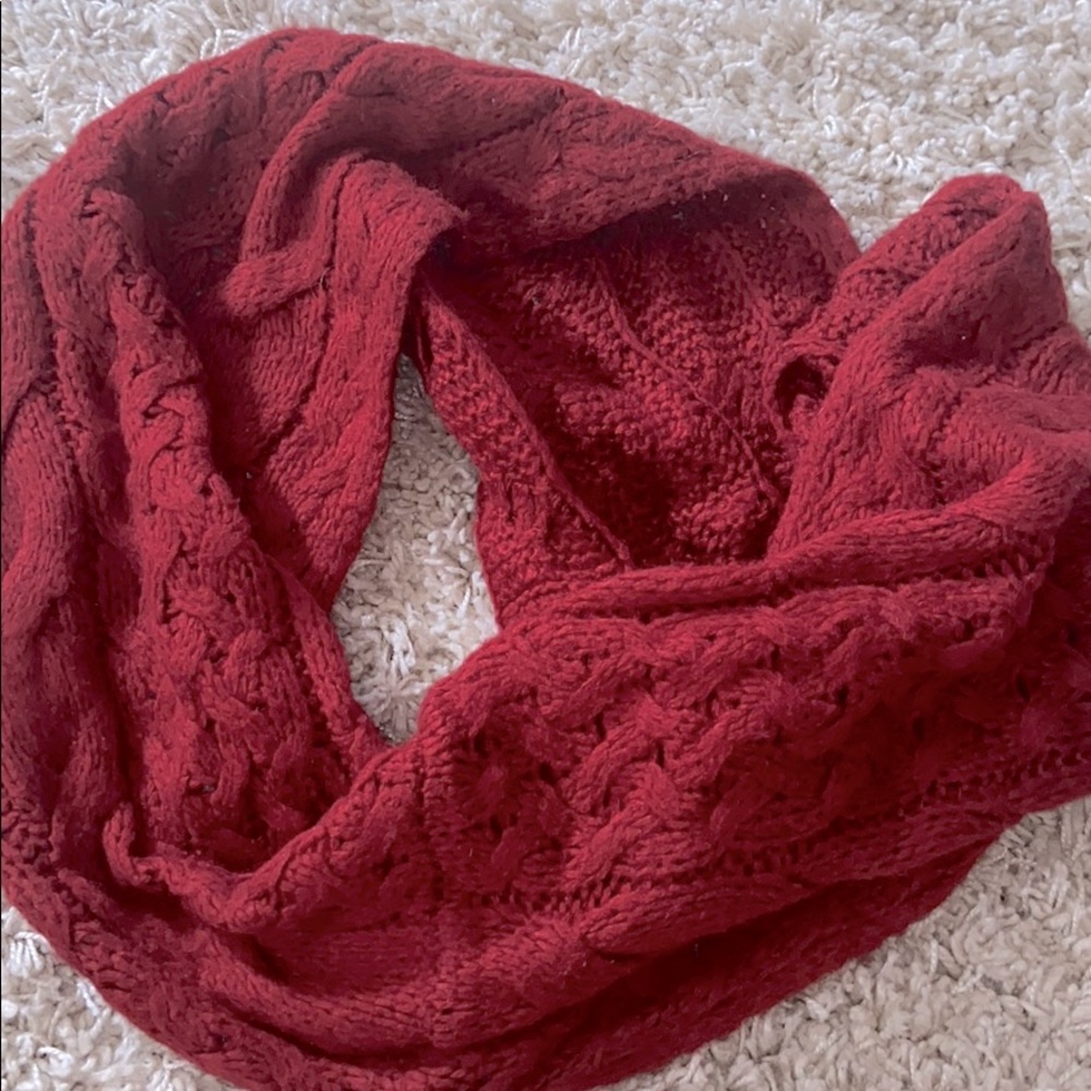 Red woven infinity scarf